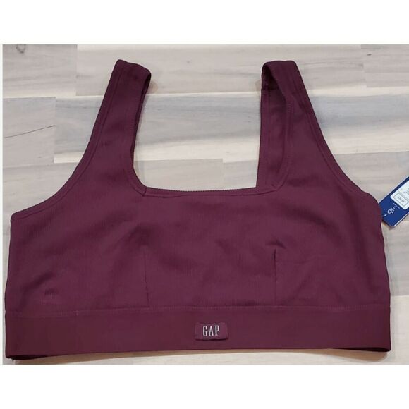 Lot of 2 GapBody NWT size Small rib bralettes - black and maroon - Picture 6 of 7
